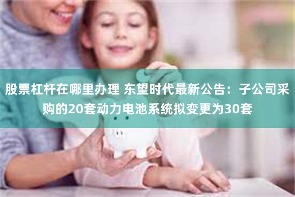 股票杠杆在哪里办理 东望时代最新公告：子公司采购的20套动力电池系统拟变更为30套