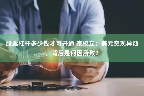 股票杠杆多少钱才可开通 宗校立：美元突现异动，背后是何因所致？